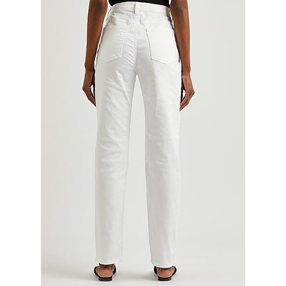 Eileen Fisher White Jeans High Waisted‎ Slim-Leg Organic Cotton Sz 16 - Picture 3 of 11